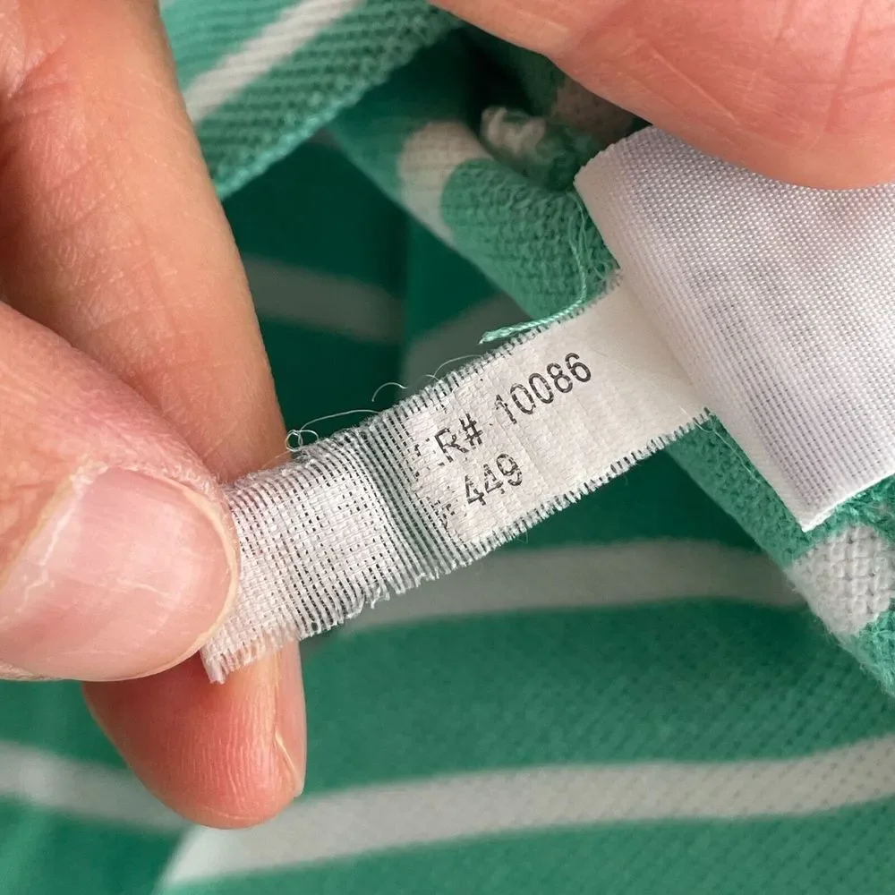 Polo Ralph Lauren Polo Shirt Men Large Aqua Green Striped‎ Orange Pony SS Preppy